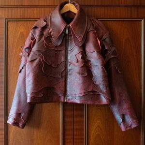 Leather Topo Jacket in Blud Red